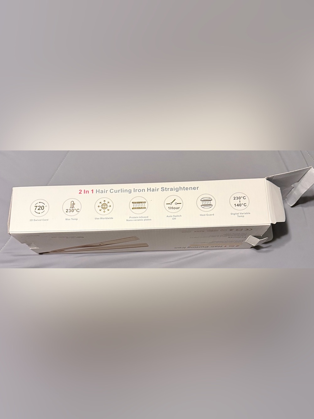 2-in-1 Hair Curling & Straightening Iron - Gold - Picture 7 of 9